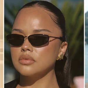 Women’s Black Slim Rectangle Sunglasses